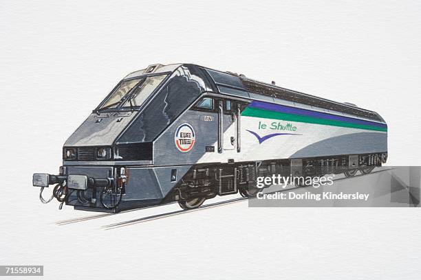 le shuttle train, front view. - kent england stock-grafiken, -clipart, -cartoons und -symbole