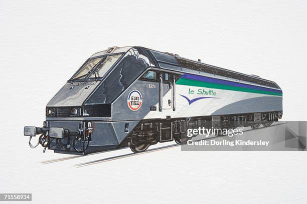 le shuttle train, front view. - channel tunnel stock illustrations