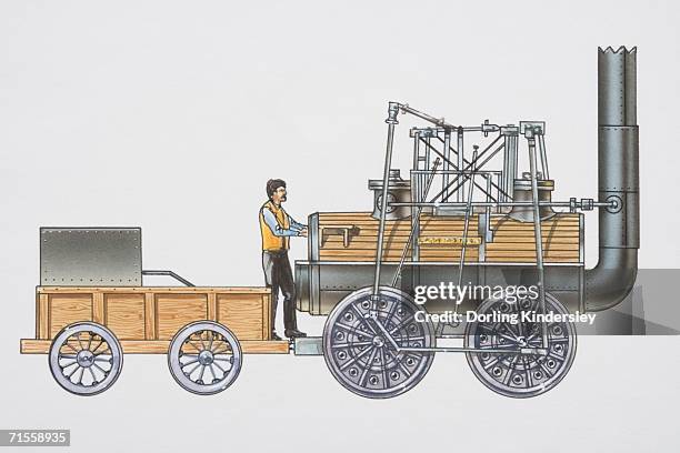 1825 locomotion, side view. - train track studio stock illustrations