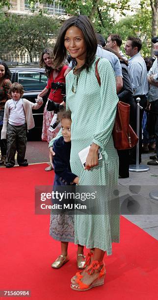 Actress Thandie Newton and her daughter arrive Brasil Brasileiro Premiere at Saddler's Wells Theatre on August 01, 2006 in London, England.