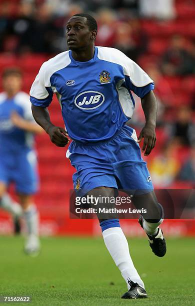 Emile Heskey of Wigan Athletic in action during the Pre-season Friendly match between Barnsley and Wigan Athletic at Oakwell on August 1, 2006 in...