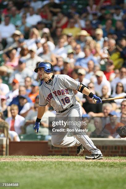 Paul Lo Duca of the New York Mets bats during the game against the Chicago Cubs at Wrigley Field in Chicago, Illinois on July 14, 2006. The Mets...