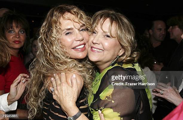 Actress Dyan Cannon, poses with actress Renee Taylor at the premiere after party for 'Boynton Beach Club' held at the Pacific Design Centre Silver...