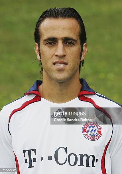 Ali Karimi poses during the Bundesliga 1st Team Presentation of FC Bayern Munich at Bayern's training ground Saebener Strasse on August 2, 2006 in...