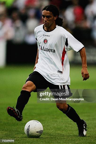 Christian Bolanos of Charlton in action during a pre-season friendly match between Welling United and Charlton Athletic at the Park View Road Stadium...