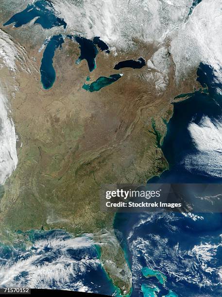 "eastern usa, satellite image" - great lakes satellite stock pictures, royalty-free photos & images