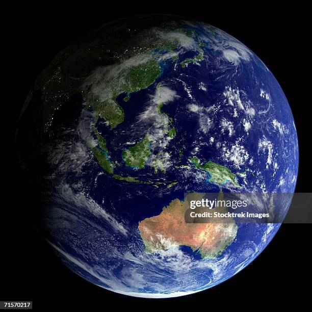 full earth from space showing australia - australia from space stock-fotos und bilder
