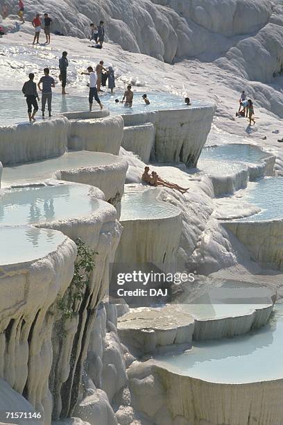 hot spring of pamukkale, turkey, high angle view - pamukkale stock pictures, royalty-free photos & images