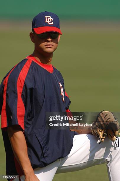Alex Escobar of the Washington Nationals before a baseball game against the San Francisco Giants on July 26, 2006 at RFK Stadium in Washington D.C....