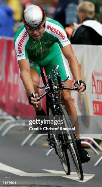 Lubor Tesa of Czech Republic of Wiesnhof Team in action during the Prologue of the Deutschland Tour on August 1, 2006 in Dusseldorf, Germany.