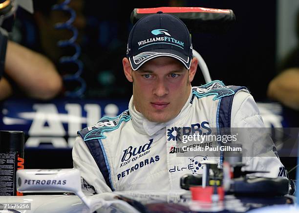 Alex Wurz of Austria and Williams sits in his cockpit during the previews for the Hungarian Formula One Grand Prix at the Hungaroring on August 3,...