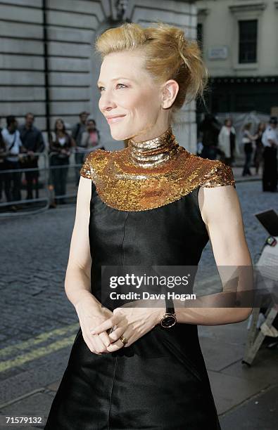 Actress Cate Blanchett arrives at the UK premiere of "Volver" at Curzon Mayfair on August 3, 2006 in London, England.