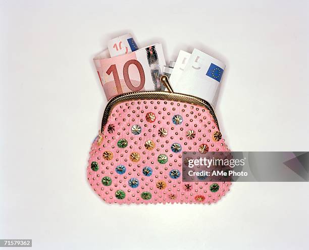 a wallet with euros. - brieftasche stock-fotos und bilder