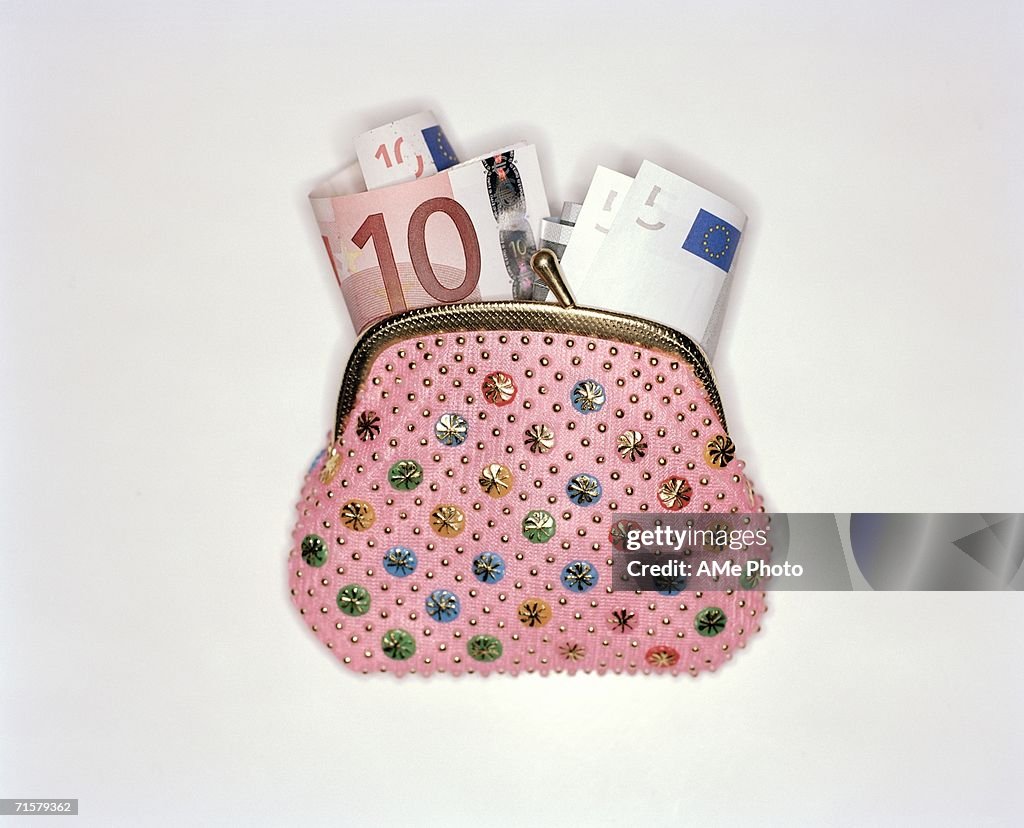 A wallet with Euros.