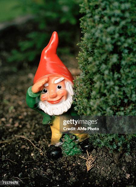 a garden gnome close-up. - garden gnome stock pictures, royalty-free photos & images