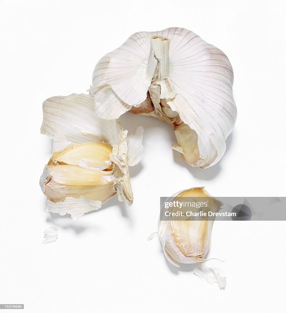 Garlic on a white background.