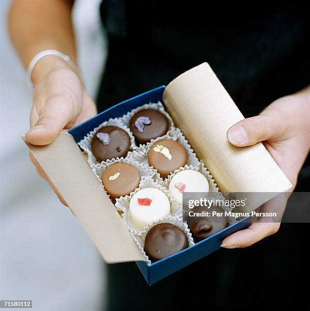 a box of chocolate. - chocolate box stockfoto's en -beelden