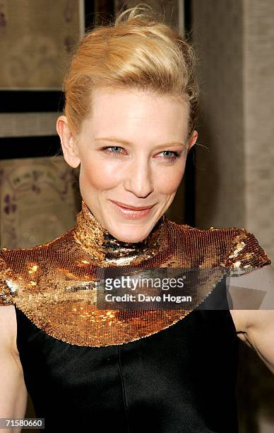 Actress Cate Blanchett arrives at the after party following the UK premiere of ''Volver'' at Mirabelle on August 3, 2006 in London, England.