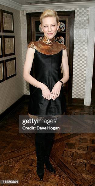 Actress Cate Blanchett arrives at the after party following the UK premiere of ''Volver'' at Mirabelle on August 3, 2006 in London, England.