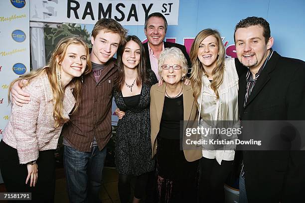 Actors Tippa Black, Sam Clarke, Adelaide Kane, Alan Fletcher, Casting Director Jan Russ, Dolly Editor Bronwyn McCahon and actor Ryan Maloney pose...