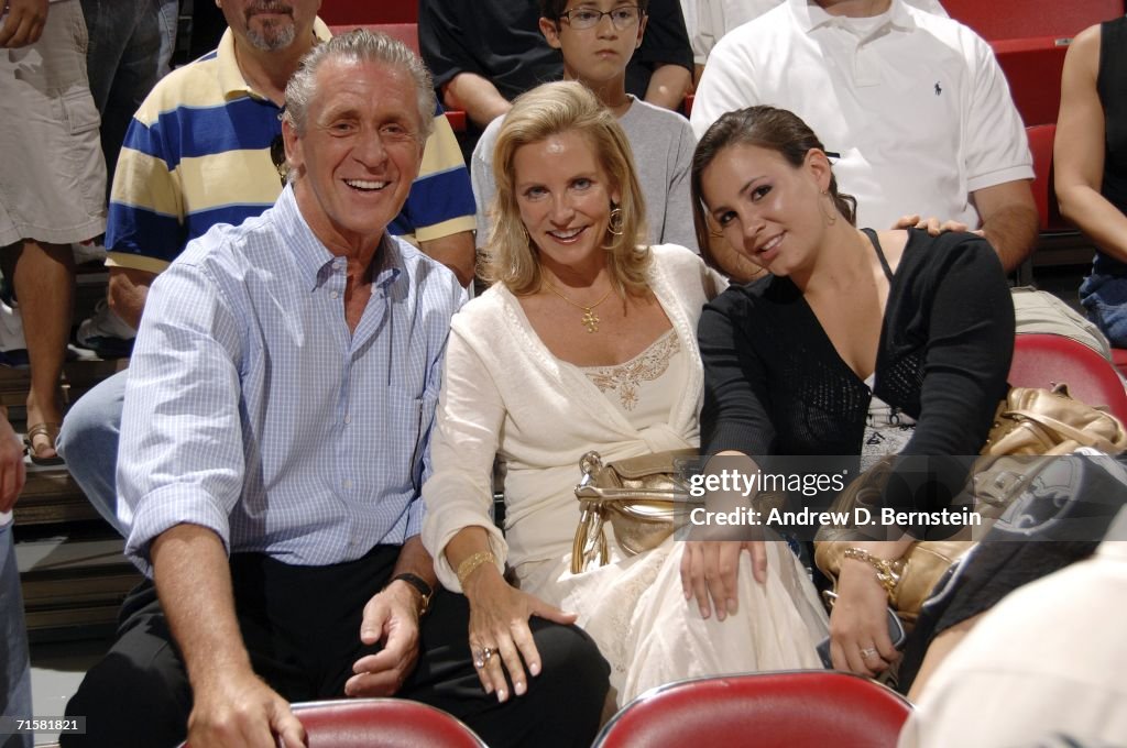 Pat Riley's Daughter Ruth Pat Riley sits with his wife and daughter as the USA Senior Mens ...