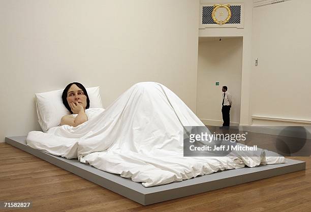 The work of Australian born, London based sculptor Ron Mueck is displayed at The Royal Scottish Academy on August 4, 2006 Edinburgh in Scotland....