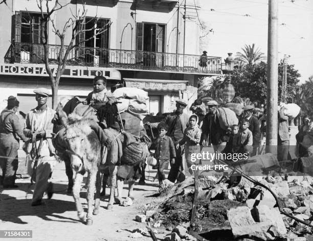 Refugees return to Malaga after its occupation by the Nationalists during the Spanish Civil War, 16th February 1937.
