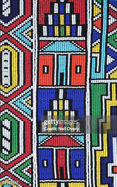 colourful african ndebele bead work - full frame - ndebele house stock pictures, royalty-free photos & images