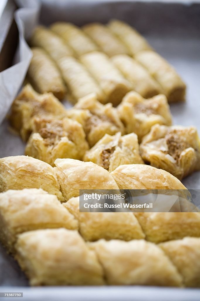Elevated View of Baklava on a Tray