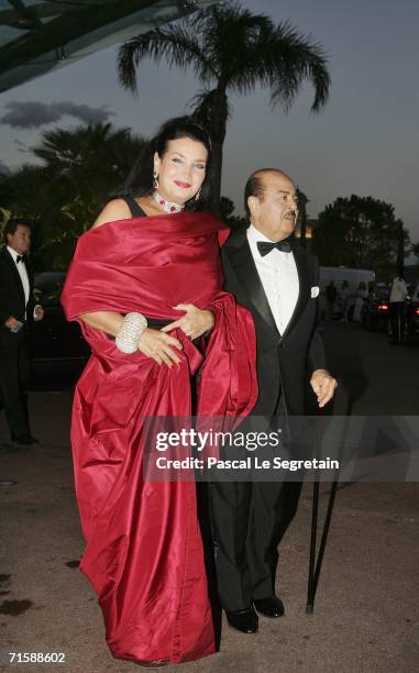 Saudi-born businessman Adnan Khashoggi and his wife Lamia arrive at the Monaco Red Cross Ball, under the Presidency of HSH Prince Albert II, in the...