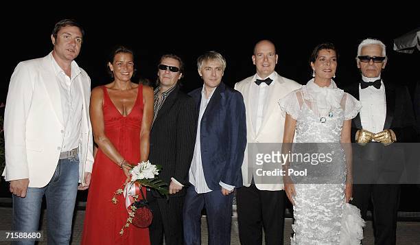 Singer Simon Le Bon of Duran Duran, Princess Stephanie of Monaco, musicians Andy Taylor and Nick Rhodes of Duran Duran, Prince Albert II of Monaco,...