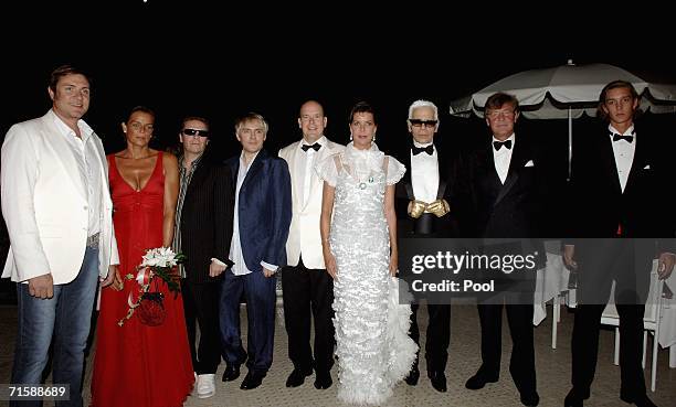 Singer Simon Le Bon of Duran Duran, princess Stephanie of Monaco, musicians Andy Taylor and Nick Rhodes of Duran Duran, prince Albert II of Monaco,...