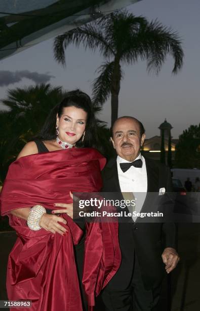 Saudi-born businessman Adnan Khashoggi and his wife Lamia arrive at the Monaco Red Cross Ball, under the Presidency of HSH Prince Albert II, in the...