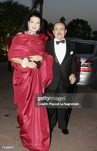 Saudi-born businessman Adnan Khashoggi and his wife Lamia arrive at the Monaco Red Cross Ball, under the Presidency of HSH Prince Albert II, in the...