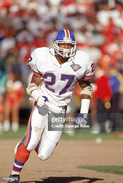 Safety Steve Atwater of the Denver Broncos runs on the field during a pre season game against the San Francisco 49ers at Candlestick Park on August...
