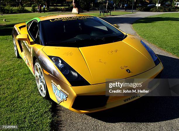 An autographed 2006 Lamborghini that will be auctioned off September 4, 2006 on E-bay at the Cinema al Fresco's screening of "CINEMA PARADISO" at the...