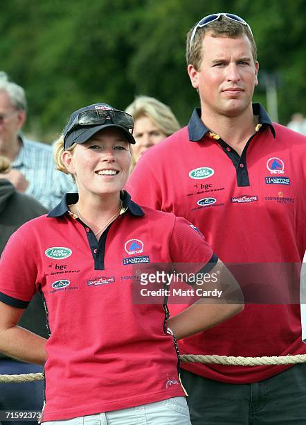 Peter Phillips and his girlfriend Autumn Kelly attend the second day of the Gatcombe Horse Trials at the Gatcombe Estate on August 5, 2006 in...
