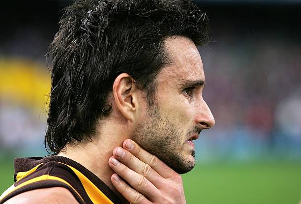 Ben Dixon of the Hawks looks on after losing the round 18 AFL match between the Fremantle Dockers and the Hawthorn Hawks at the Subiaco Oval on...
