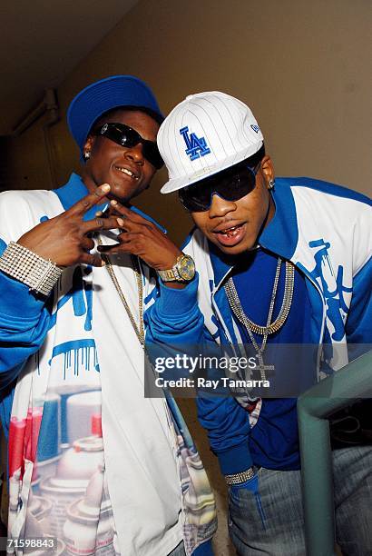 Recording artists Lil' Boozie and Webbie attend the First Annual Ozone Awards at the Bob Carr Auditorium August 06, 2006 in Orlando, Florida.