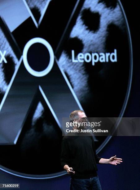 Apple CEO Steve Jobs delivers the keynote address at the 2006 Apple Worldwide Developer's Conference August 7, 2006 in San Francisco, California....