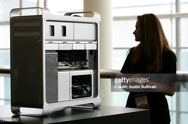 New Apple Mac Pro desktop computer is displayed at the 2006 Apple Worldwide Developer's Conference August 7, 2006 in San Francisco. Apple CEO Steve...