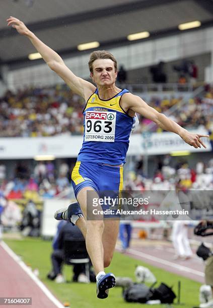 Viktor Kuznetsov of Ukraine competes during the Men's Long Jump Final on day two of the 19th European Athletics Championships at the Ullevi Stadium...
