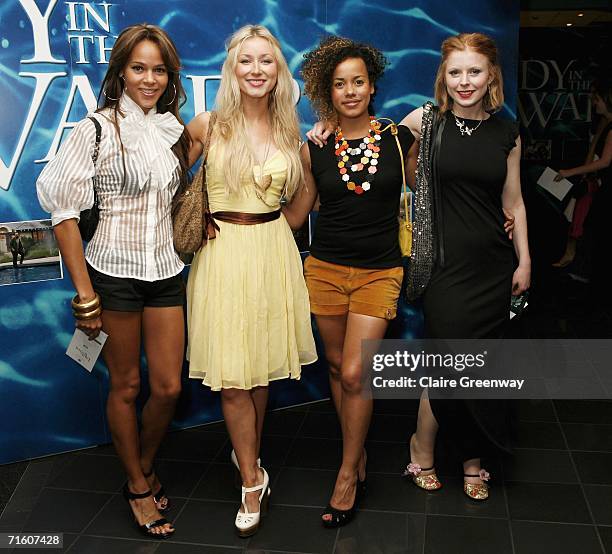 "Totally Frank" actresses Lauren Blake, Hayley Wardle, Helena Dowling and Bryony Afferson arrive at the UK premiere of "Lady In the Water" at Vue...