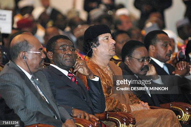 Soudanese President Oumar El Bechir , Equatorial Guinea's President Teodoro Obiang Nguema Mbazogo, Lybyan Leader Moamer Kadhafi , Gabon's President...