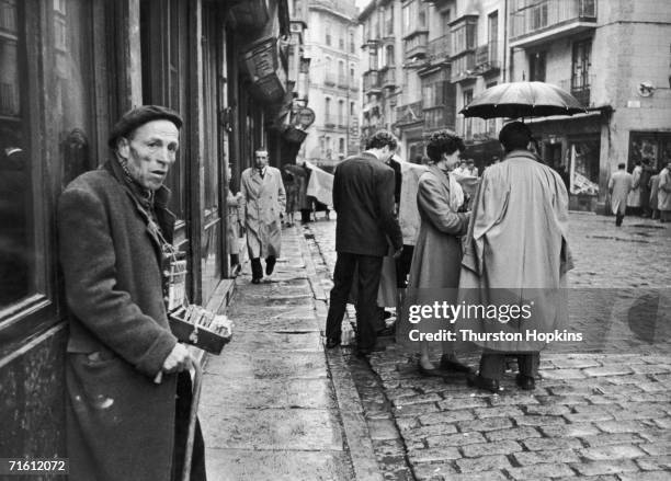 Street seller in Madrid, June 1956. Original Publication : Picture Post - 8493 - Madrid - unpub.