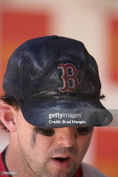 Trot Nixon of the Boston Red Sox walks in the dugout during the game against the Oakland Athletics at the Network Associates Coliseum in Oakland,...