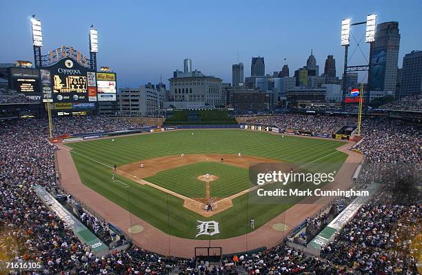 General view of Comerica Park during the game between the Cincinnati Reds and the Detroit Tigers in Detroit, Michigan on May 20, 2006. The Tigers...