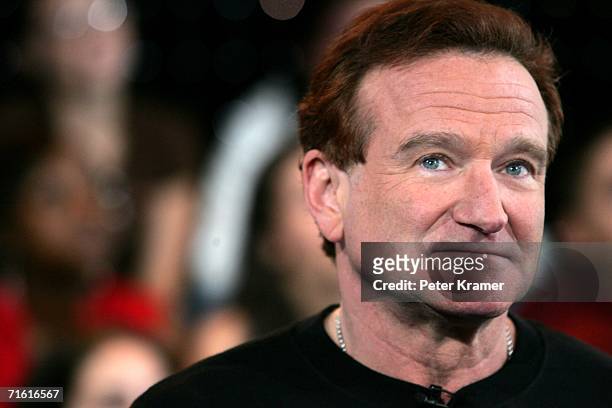 Actor Robin Williams appears onstage during MTV's Total Request Live at the MTV Times Square Studios on April 27, 2006 in New York City. It was...