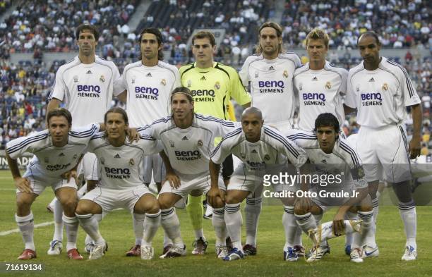 Real Madrid team members pose for the team photo prior to the game against D.C. United on August 9, 2006 at Qwest Field in Seattle, Washington.