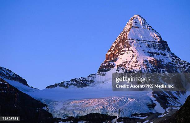 peak of mt assiniboine at dawn, mt assiniboine provincial park, canada - mont assiniboine photos et images de collection